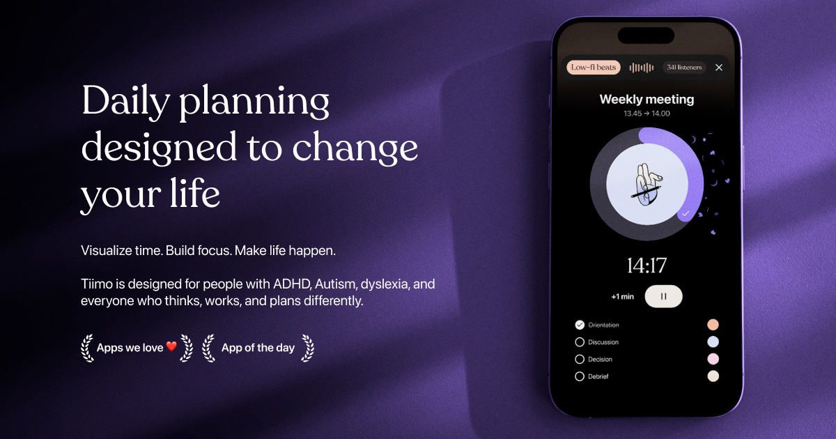 Tiimo — Best for ADHD-friendly structure and compassionate follow-through