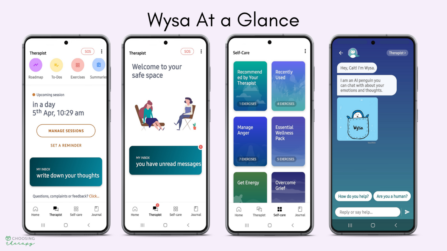 Wysa AI CBT therapy chatbot